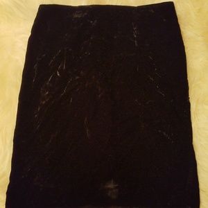 CRUSHED VELVET skirt black womens 0/2 pencil